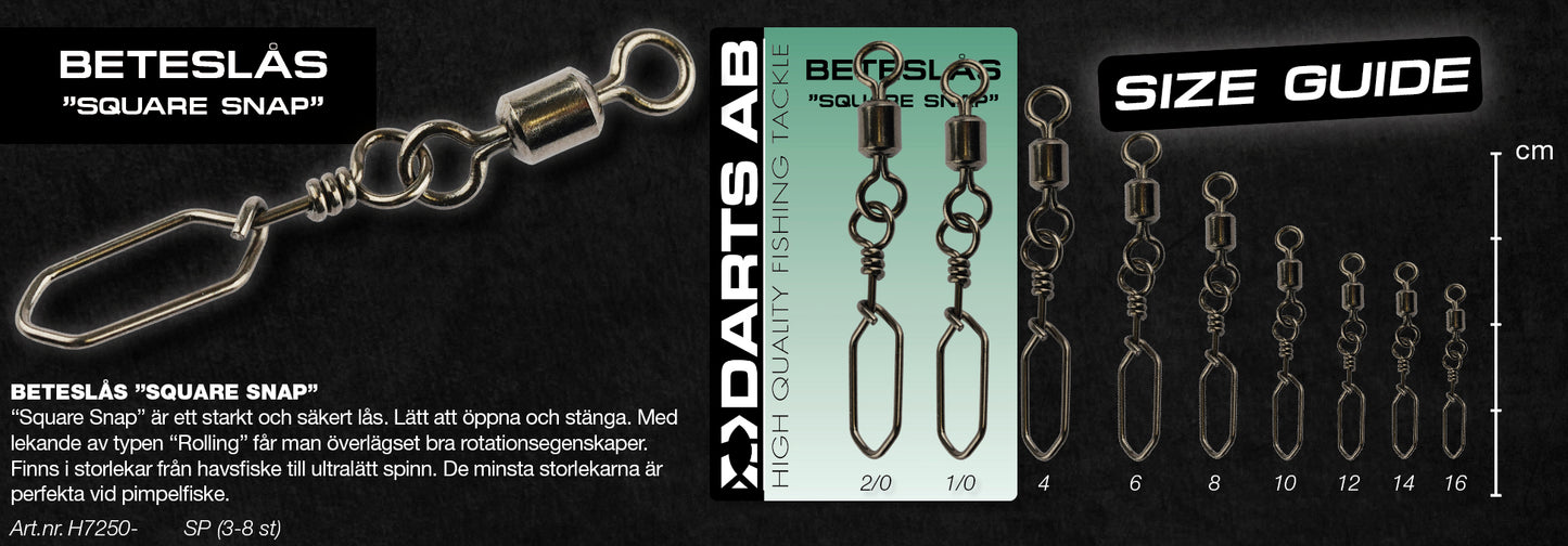 Beteslås "Square Snap" no10 8-pack